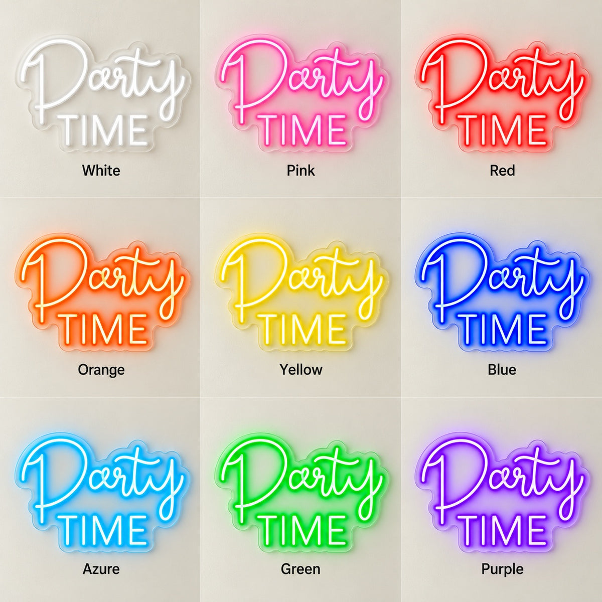 Party Time LED Neon Sign - nine-color grid