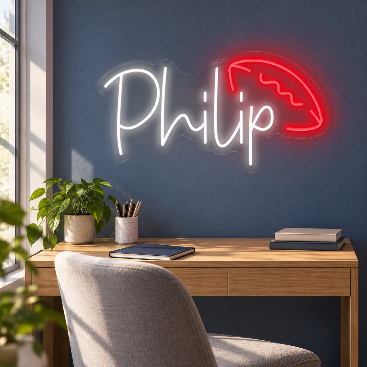 Philip Helmet LED Neon Sign - lifestyle view