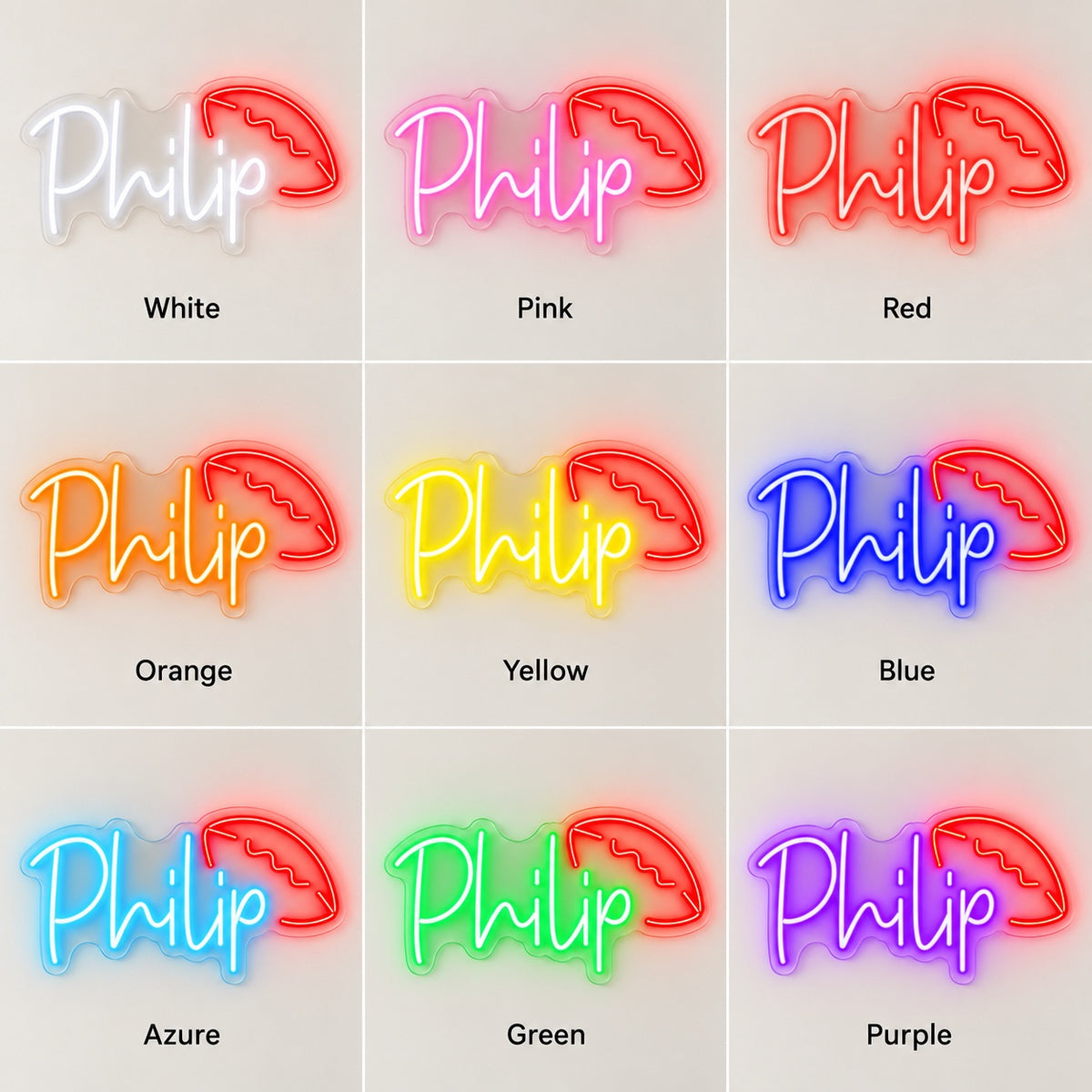 Philip Helmet LED Neon Sign - nine-color grid