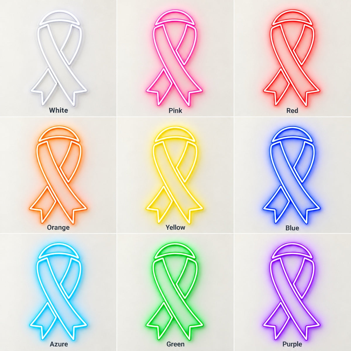 Awareness Ribbon LED Neon Sign - nine-color grid