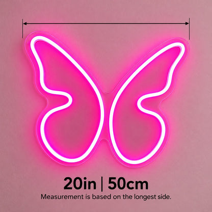 Butterfly Wings LED Neon Sign - size guide