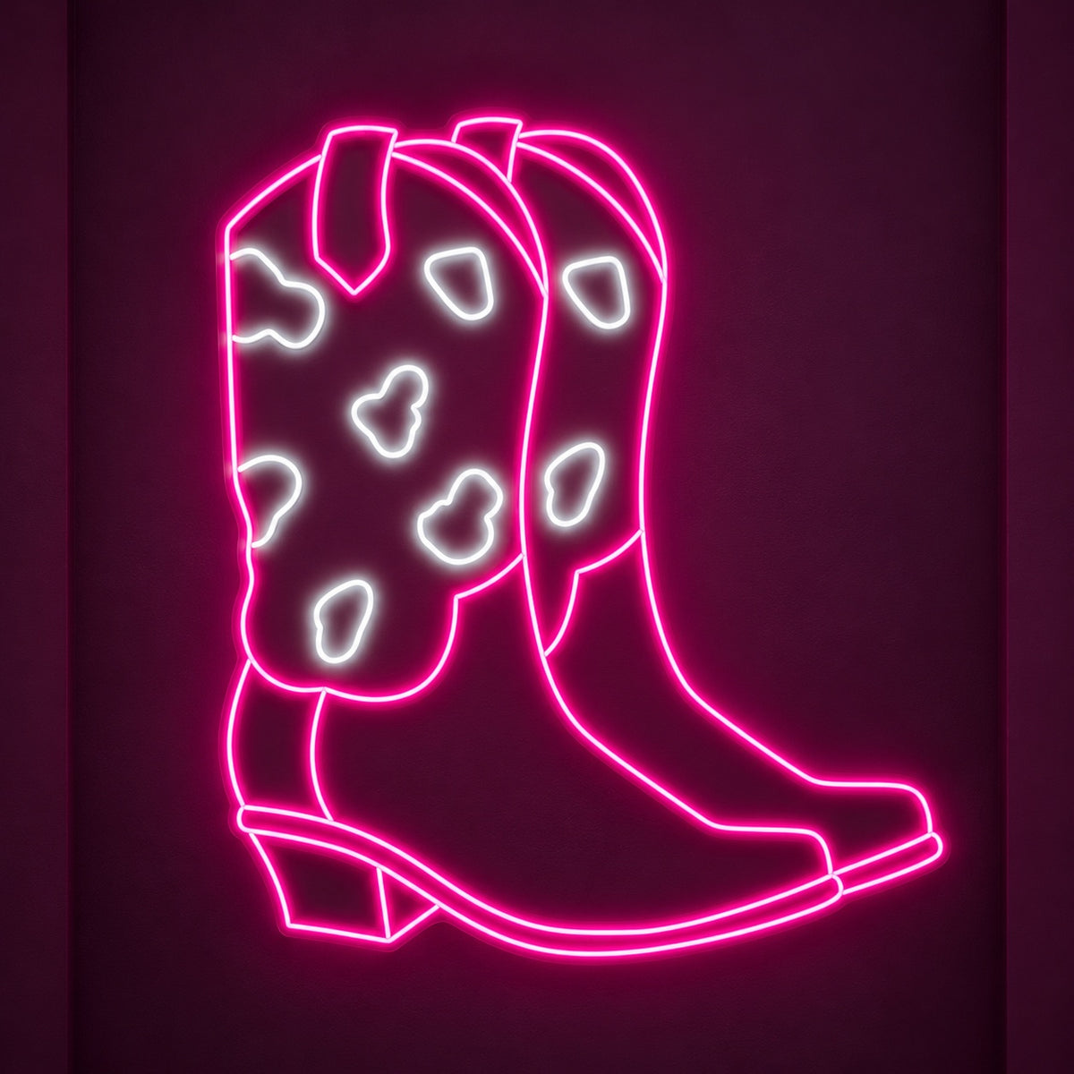 Cow Print Cowboy Boots LED Neon Sign - product hero