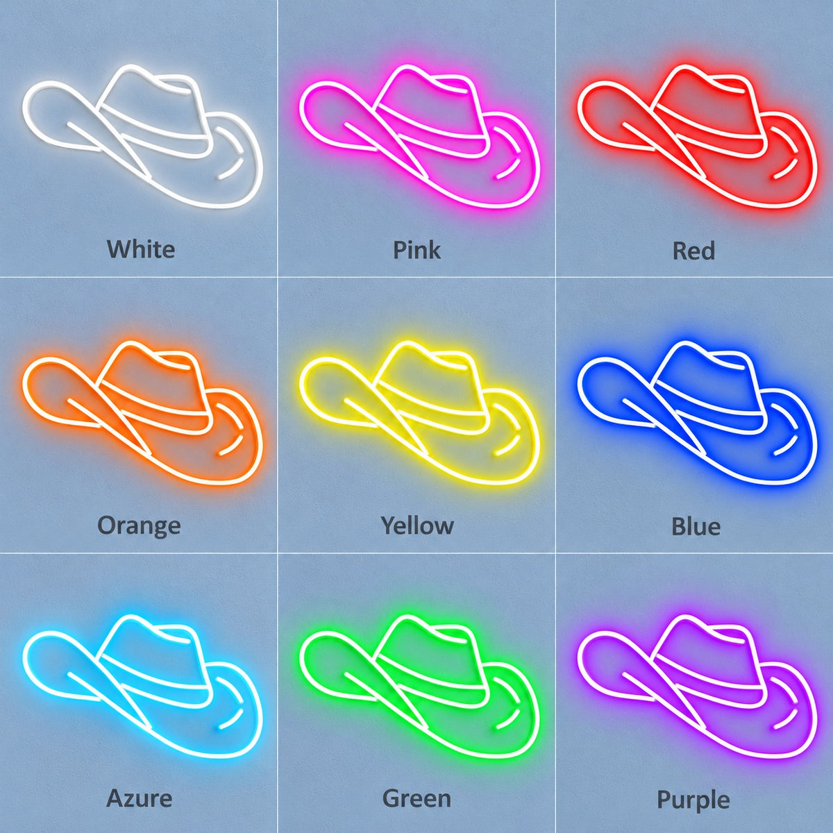 Cowboy Hat LED Neon Sign - nine-color grid