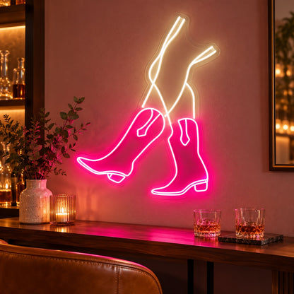 Cowgirl Boots and Legs LED Neon Sign - advertising view