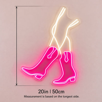 Cowgirl Boots and Legs LED Neon Sign - size guide