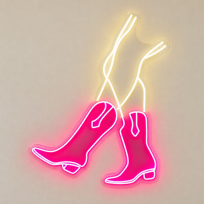 Cowgirl Boots and Legs LED Neon Sign - natural light view