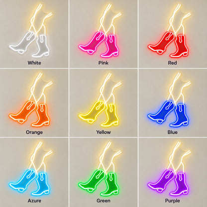 Cowgirl Boots and Legs LED Neon Sign - nine-color grid