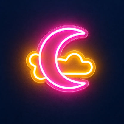 Crescent Moon And Cloud LED Neon Sign - product hero