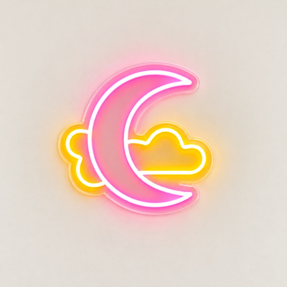 Crescent Moon And Cloud LED Neon Sign - natural light view
