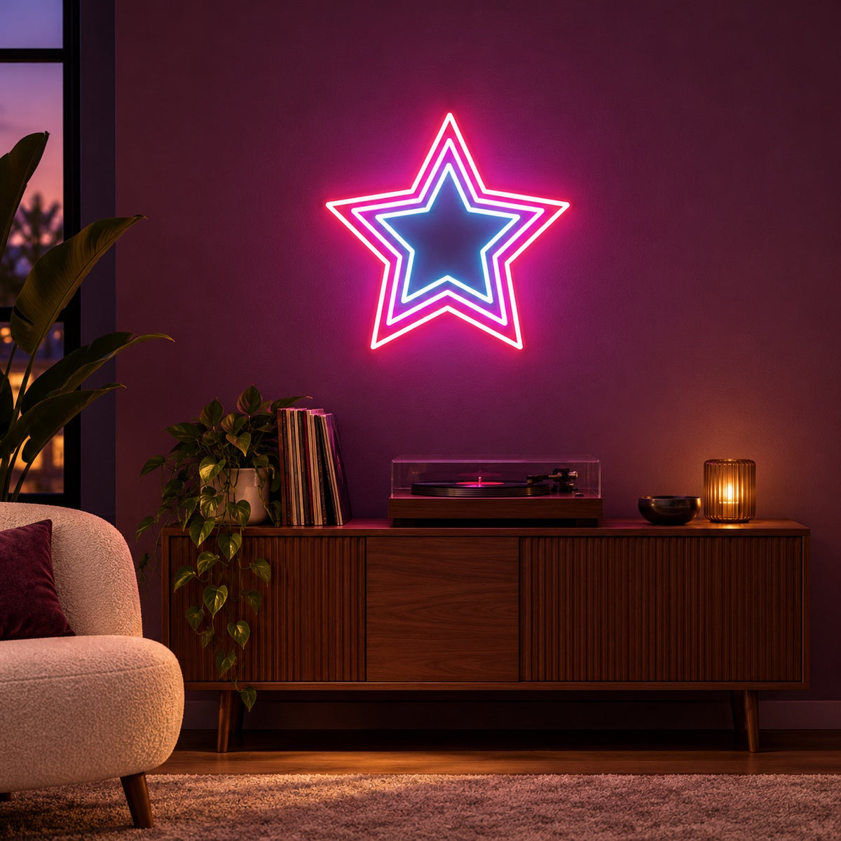 Nested Star LED Neon Sign - advertising view