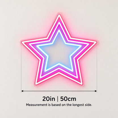 Nested Star LED Neon Sign - size guide