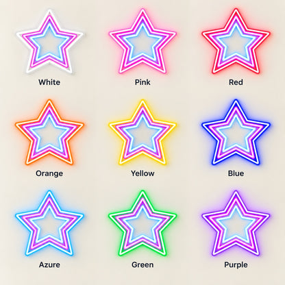 Nested Star LED Neon Sign - nine-color grid