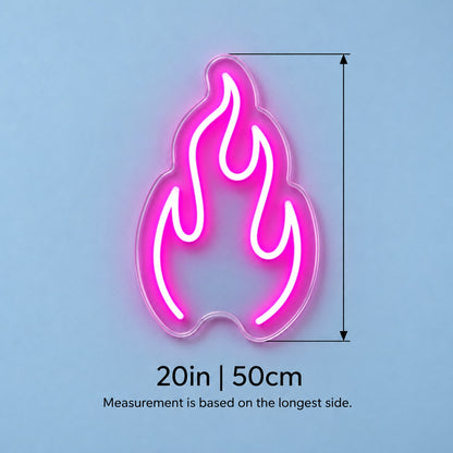 Flame LED Neon Sign - size guide