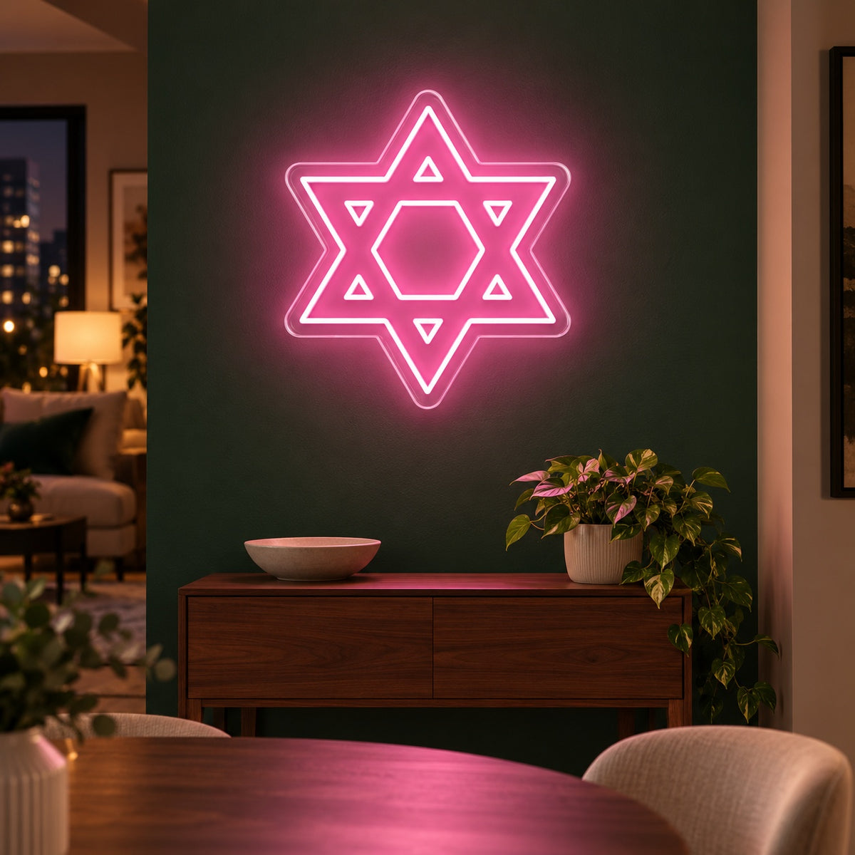 Geometric Star Of David LED Neon Sign - advertising view