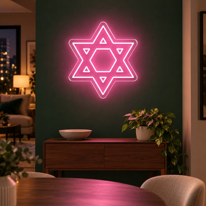 Geometric Star Of David LED Neon Sign - advertising view
