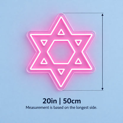 Geometric Star Of David LED Neon Sign - size guide