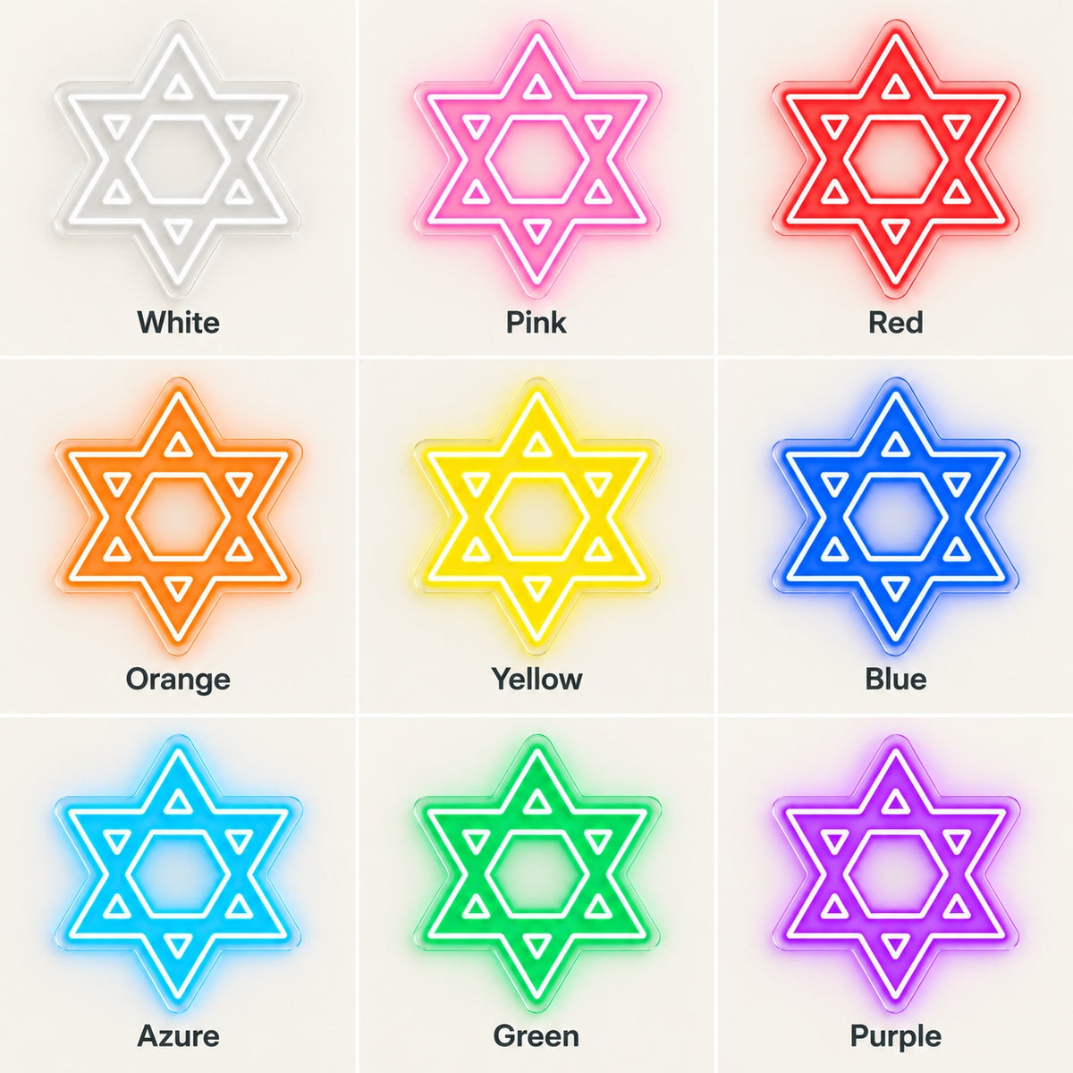 Geometric Star Of David LED Neon Sign - nine-color grid
