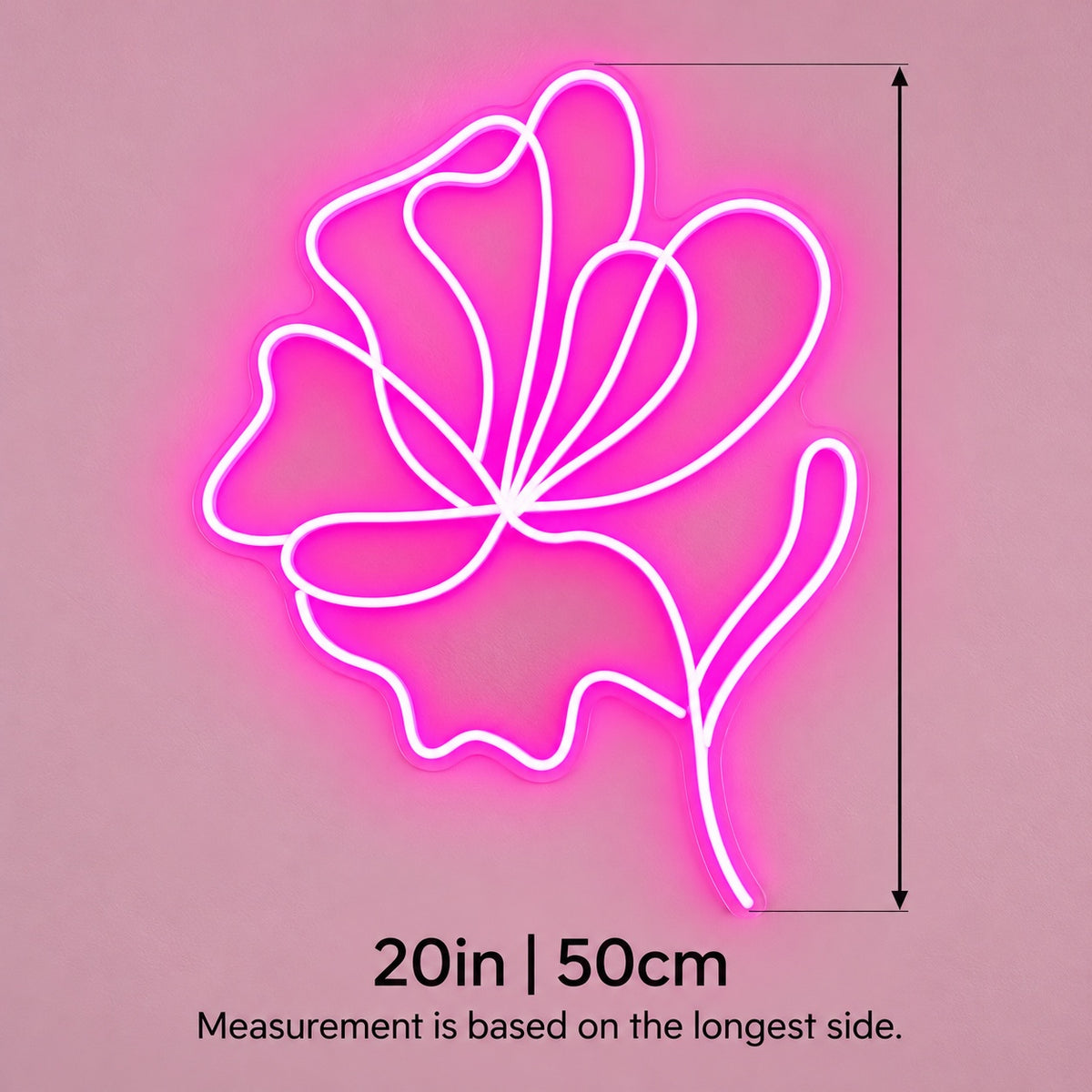 Ginkgo Leaf LED Neon Sign - size guide