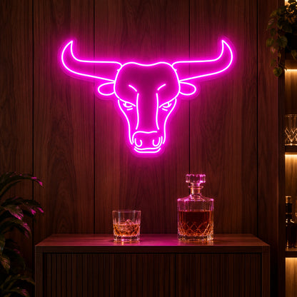 Longhorn Bull Head LED Neon Sign - advertising view