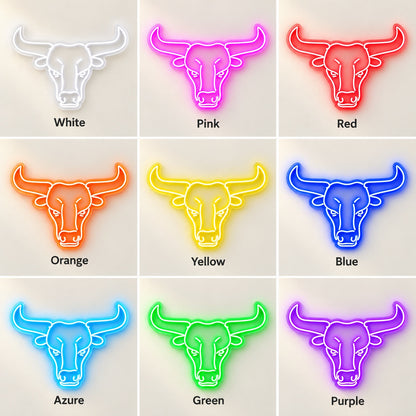 Longhorn Bull Head LED Neon Sign - nine-color grid