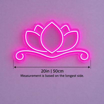 Lotus Scroll LED Neon Sign - size guide