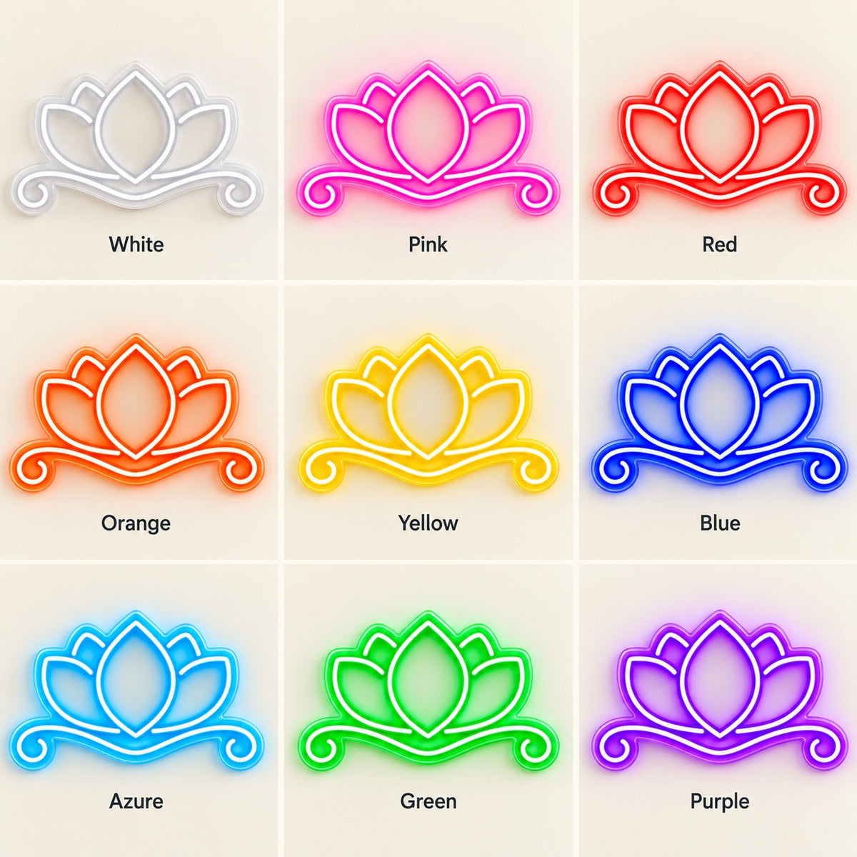 Lotus Scroll LED Neon Sign - nine-color grid