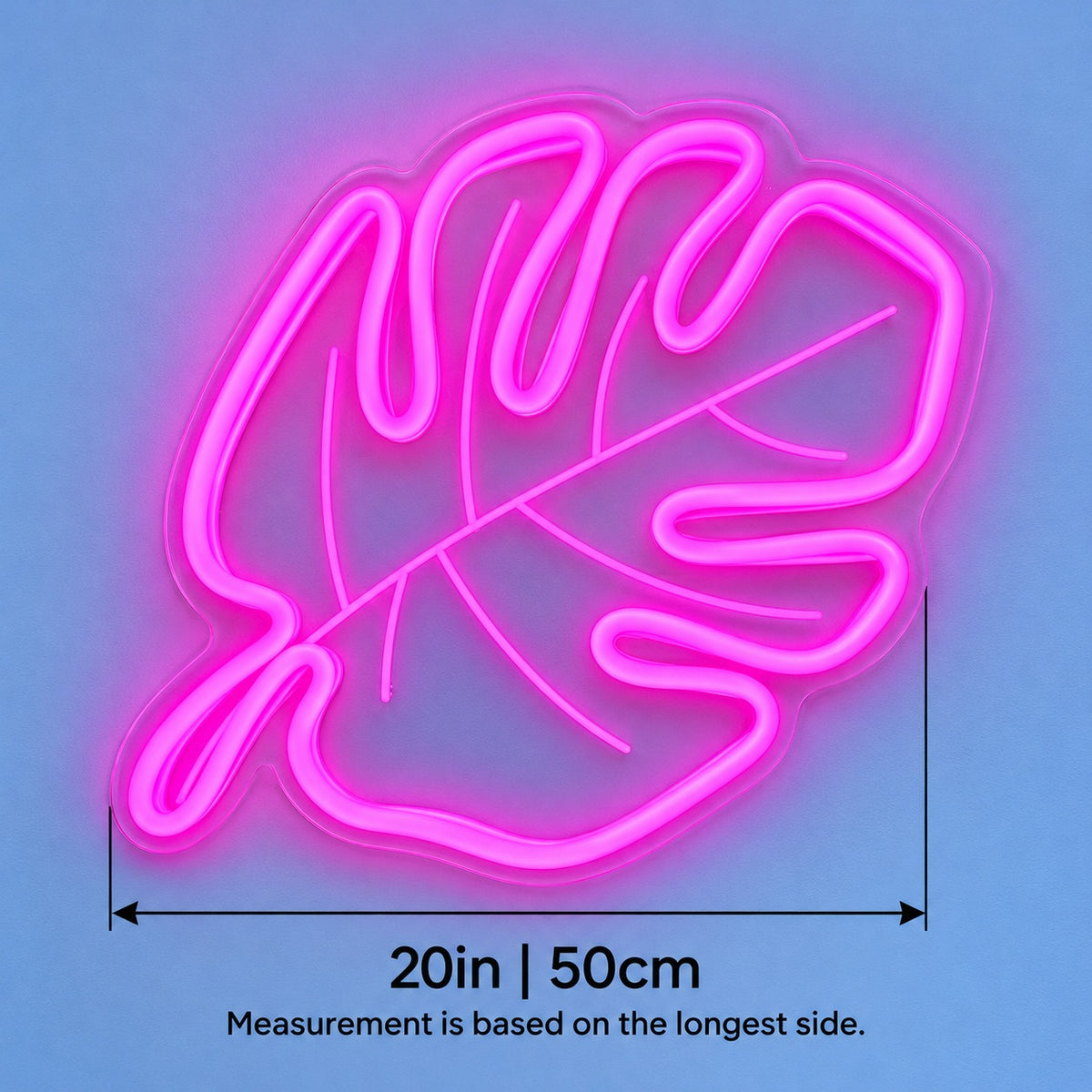 Monstera Leaf LED Neon Sign - size guide