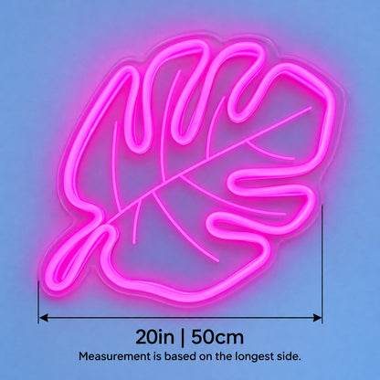Monstera Leaf LED Neon Sign - size guide
