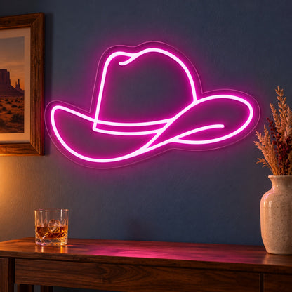 Outline Cowboy Hat LED Neon Sign - advertising view