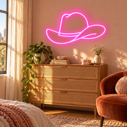 Outline Cowboy Hat LED Neon Sign - lifestyle view