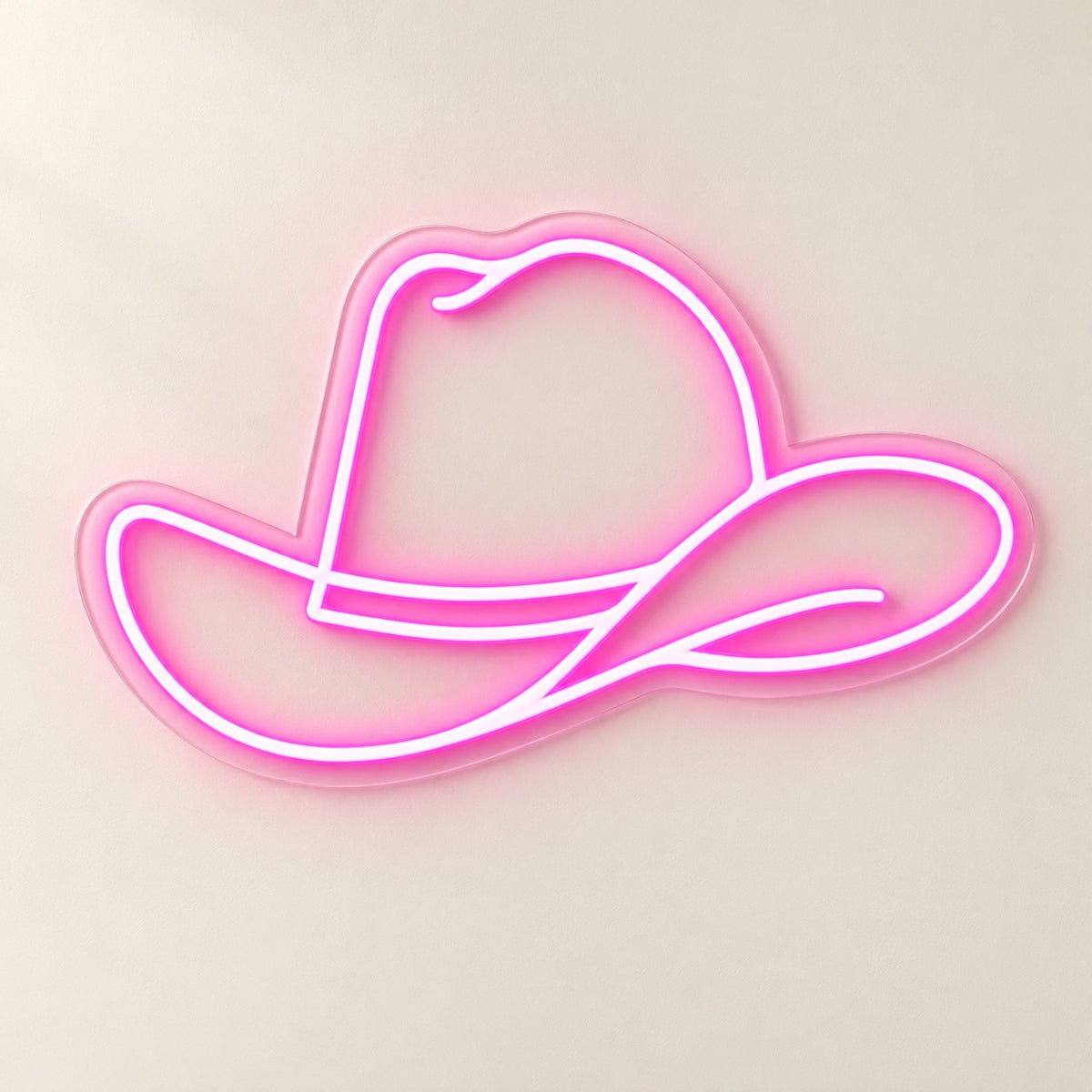 Outline Cowboy Hat LED Neon Sign - natural light view