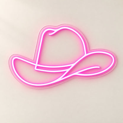 Outline Cowboy Hat LED Neon Sign - natural light view