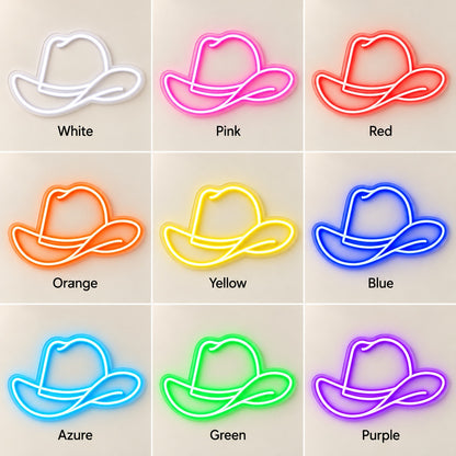 Outline Cowboy Hat LED Neon Sign - nine-color grid