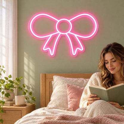 Ribbon Bow LED Neon Sign - lifestyle view