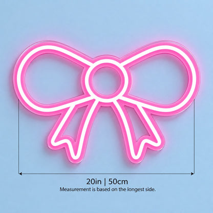 Ribbon Bow LED Neon Sign - size guide