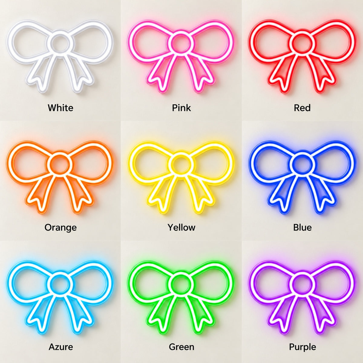 Ribbon Bow LED Neon Sign - nine-color grid