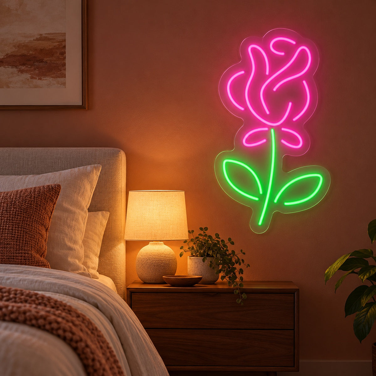 Rose Flower LED Neon Sign - advertising view