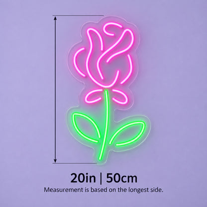 Rose Flower LED Neon Sign - size guide