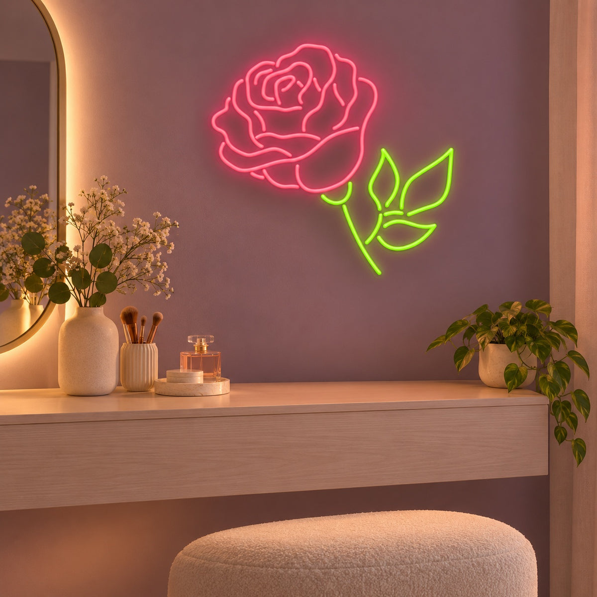 Rose Leaves LED Neon Sign - advertising view