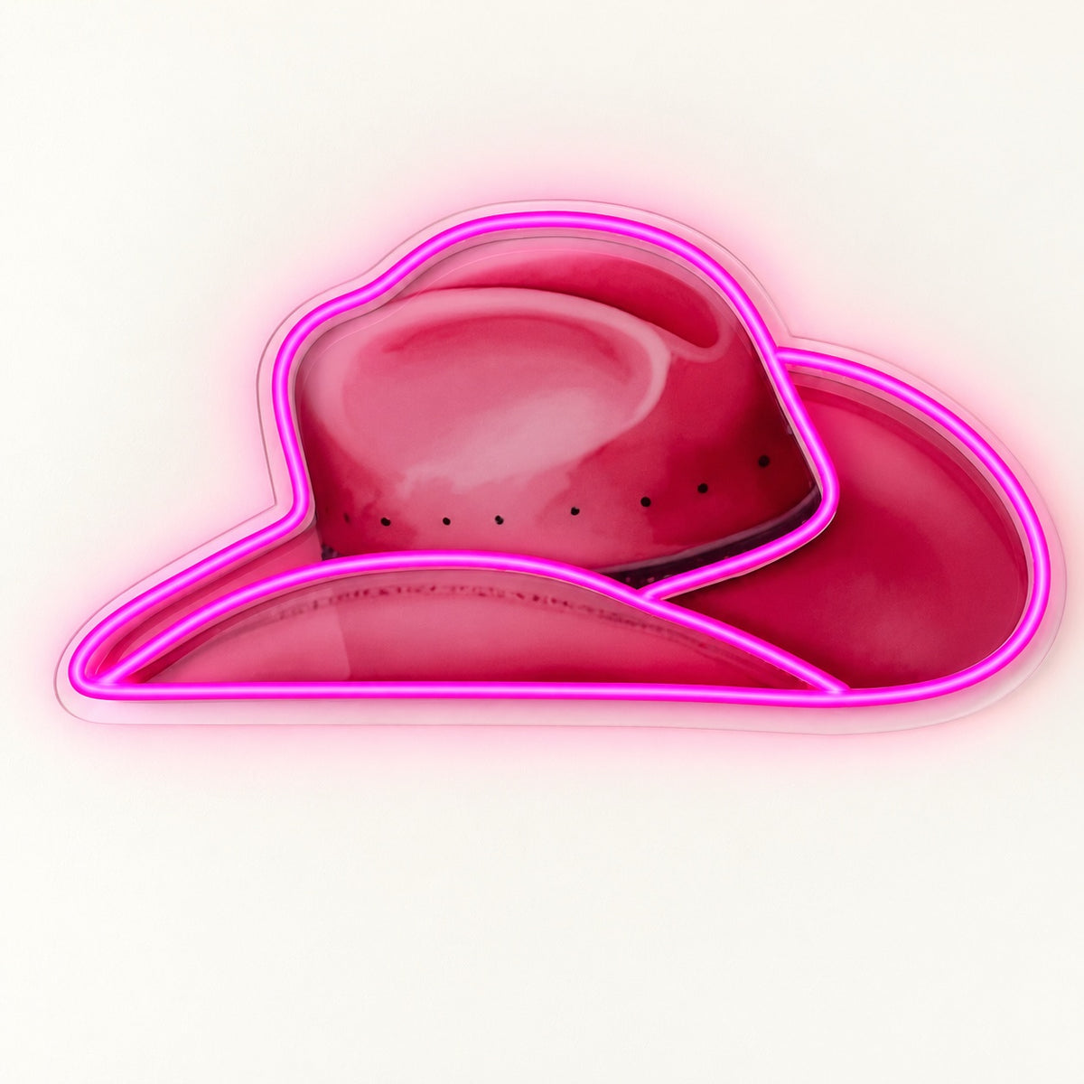 Studded Cowboy Hat LED Neon Sign - natural light view
