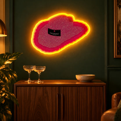 Textured Cowboy Hat LED Neon Sign - advertising view
