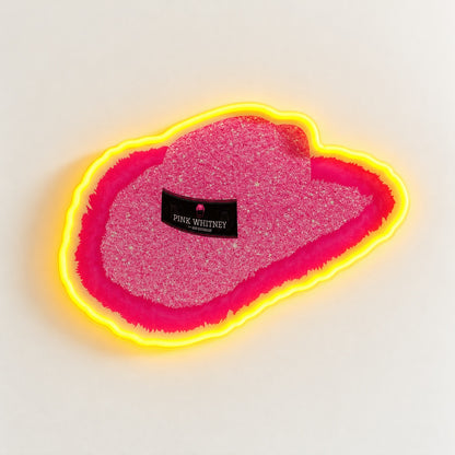 Textured Cowboy Hat LED Neon Sign - natural light view