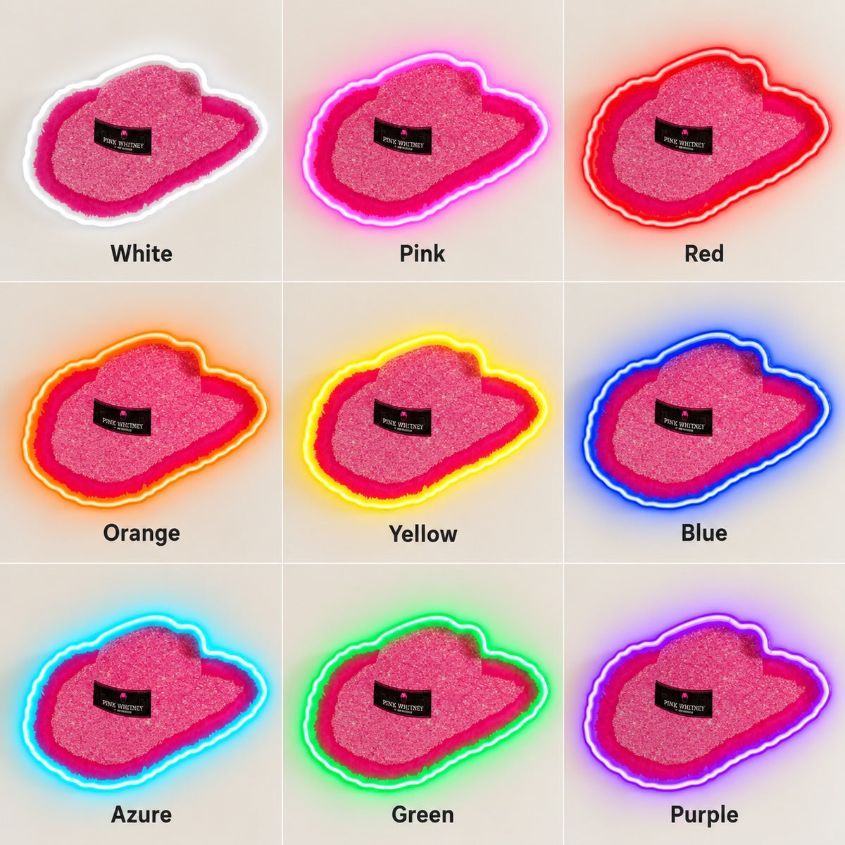 Textured Cowboy Hat LED Neon Sign - nine-color grid