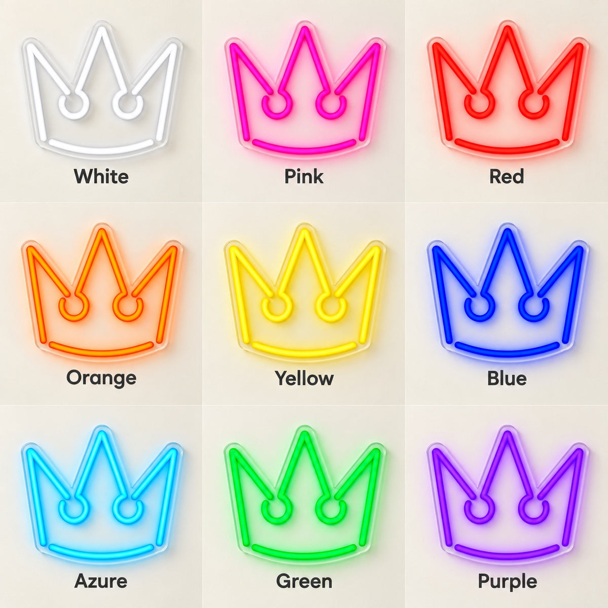 Three Point Crown LED Neon Sign - nine-color grid