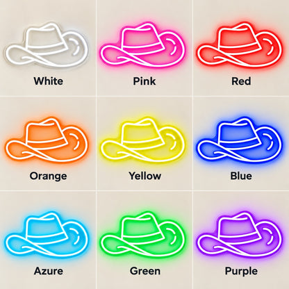 Wide Brim Cowboy Hat LED Neon Sign - nine-color grid