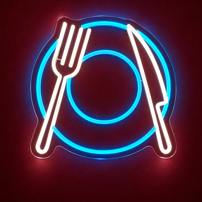 Plate with Fork and Knife LED Neon Sign - product hero