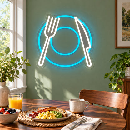 Plate with Fork and Knife LED Neon Sign - lifestyle view