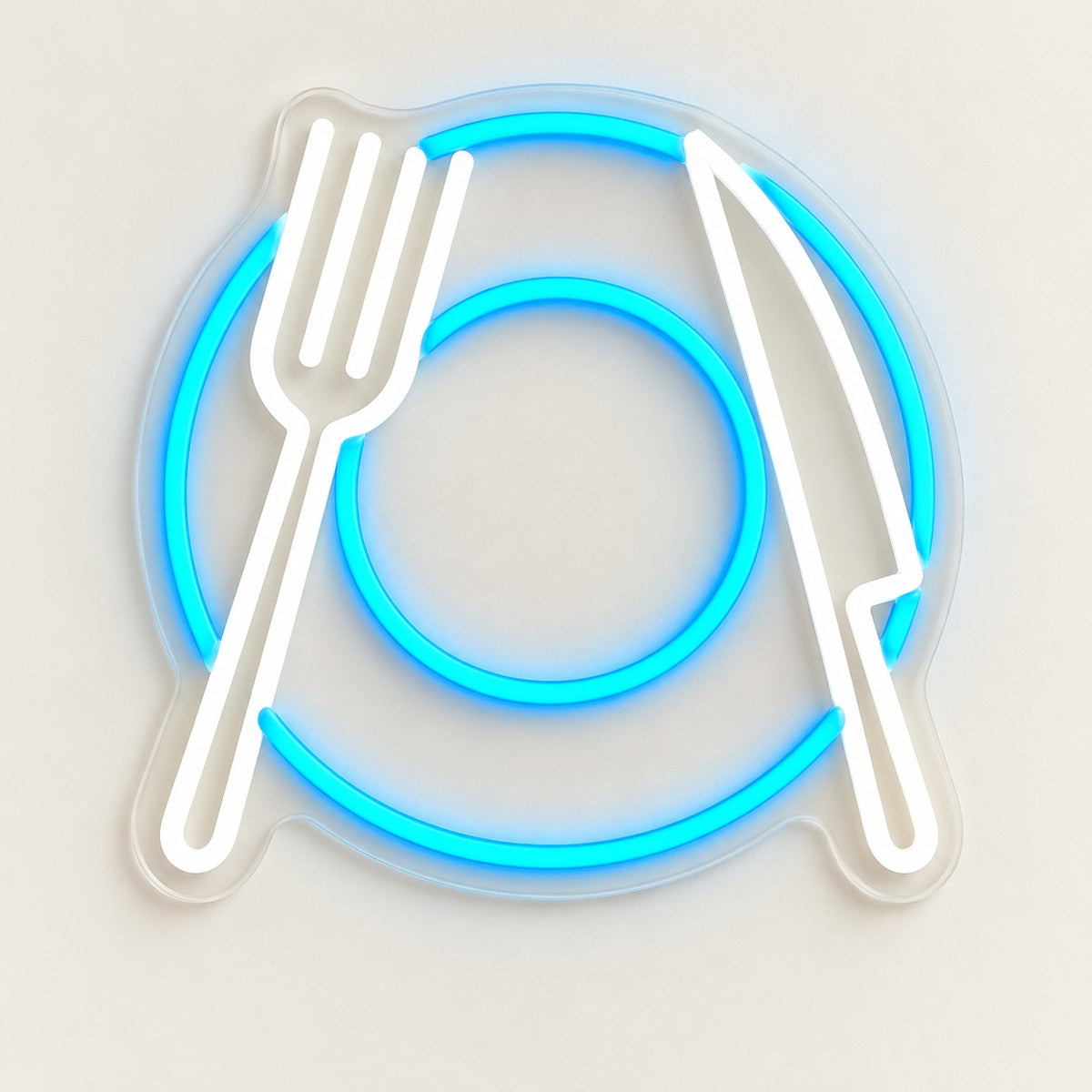 Plate with Fork and Knife LED Neon Sign - natural light view