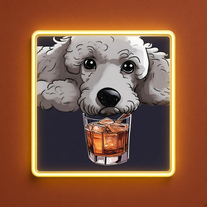 Poodle Whiskey Glass Art LED Neon Sign - product hero