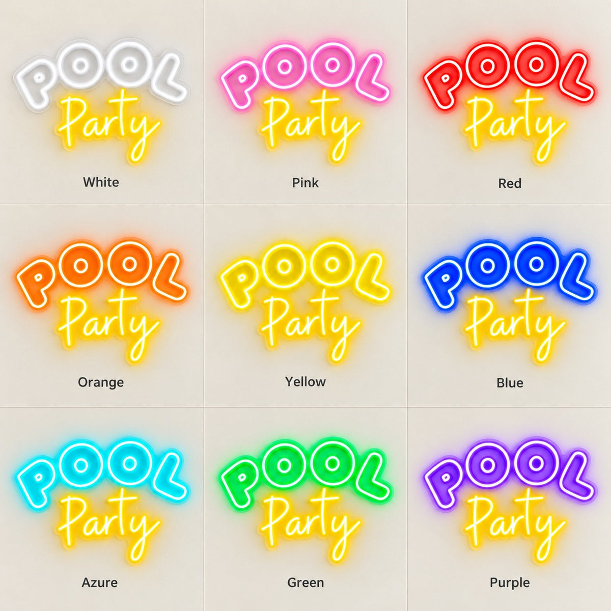 Pool Party LED Neon Sign - nine-color grid